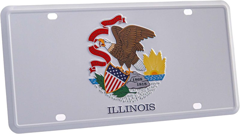 Pickwicks Illinois State Flag License Plate – Embossed Aluminum – Prairie State Pride – Decorative Car Tag – 6”x12” Novelty Metal Sign (Illinois) - Image 1